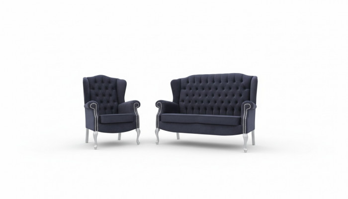 Klassesch Chesterfield Sofagarnitur 3+2+1 Sëtzer Sofa Canapé Polster Samett Nei