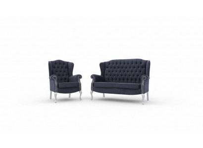 Klassesch Chesterfield Sofagarnitur 3+2+1 Sëtzer Sofa Canapé Polster Samett Nei