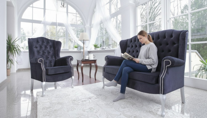 Klassesch Chesterfield Sofagarnitur 3+1+1 Sitz Sofa Couch Polster Samett Neit