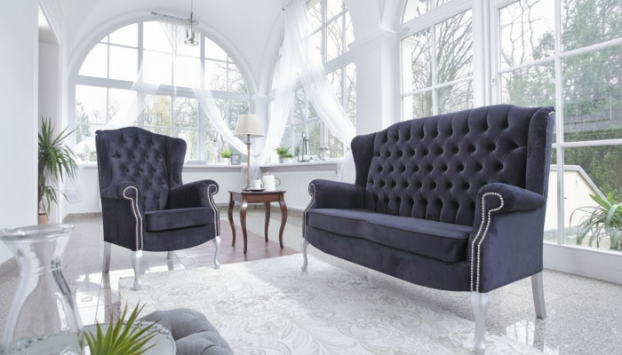 Klassesch Chesterfield Sofagarnitur 3+1+1 Sitz Sofa Couch Polster Samett Neit