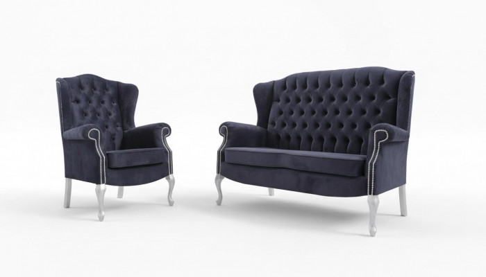 Klassesch Chesterfield Sofagarnitur 3+1+1 Sitz Sofa Couch Polster Samett Neit