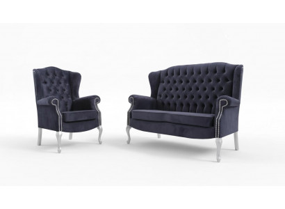 Klassesch Chesterfield Sofagarnitur 3+1+1 Sitz Sofa Couch Polster Samett Neit