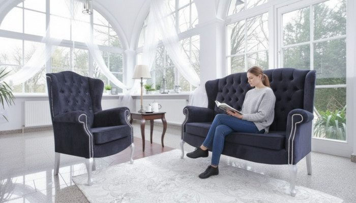 Klassesch Chesterfield Sofagarnitur 3+1 Sëtzer Sofa Couch Polster Samt