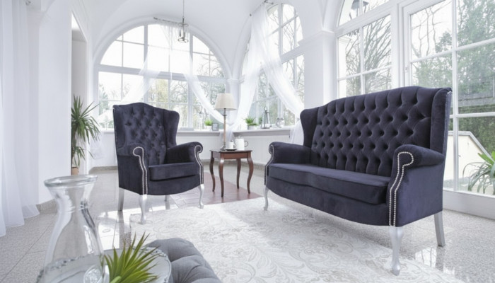 Klassesch Chesterfield Sofagarnitur 3+1 Sëtzer Sofa Couch Polster Samt