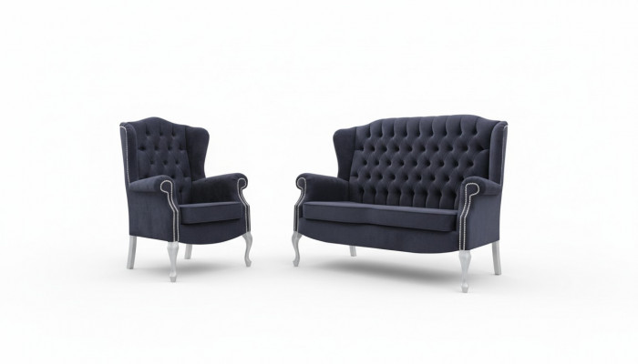Klassesch Chesterfield Sofagarnitur 3+2+2 Sëtzer Sofa Canapé Kuscht Samett Nei