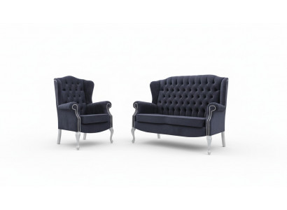 Klassesch Chesterfield Sofagarnitur 3+2+2 Sëtzer Sofa Canapé Kuscht Samett Nei
