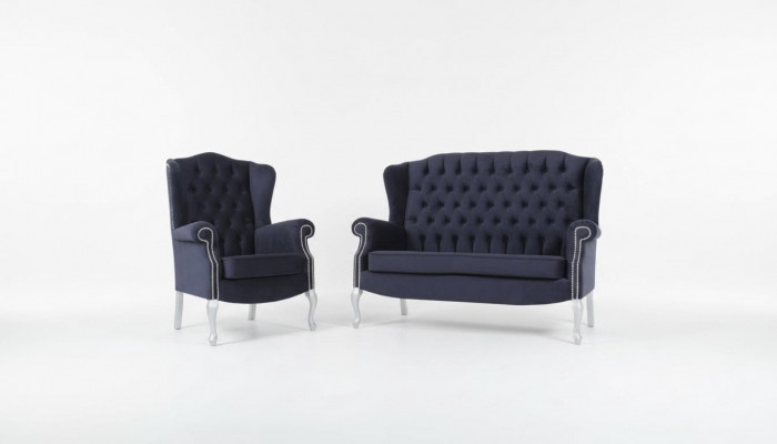 Klassesch Chesterfield Dräisëtzer 3er Sëtzer Canapé Couch Polster Samt Canapéën