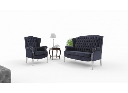 Klassesch Chesterfield Zwéi-Sëtzer 2er Sëtzer Canapé Couch Polster Samt Canapéeën