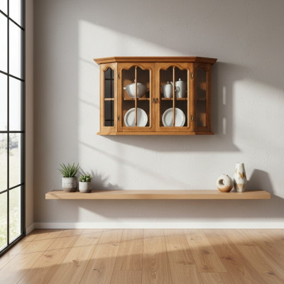 Libbësch Schaf Wäinschaf Kommode Holz Zëmmerbar Vitrine Hausbar