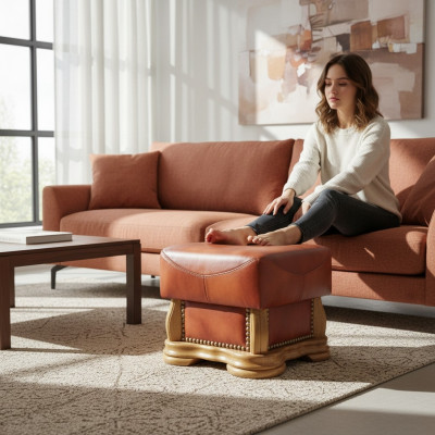 XXL Foussocker Club Lounge Hocker Lieder Textil Dekor Ottoman Designer Pufa