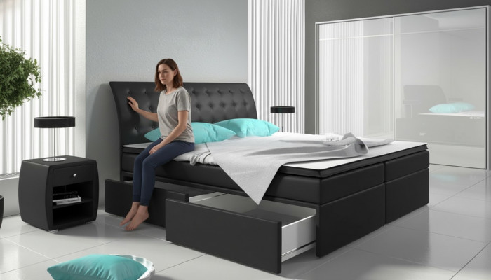 Boxspringbett Better Bett Polster Kënschtlederen Designer Hotel Duebele Luxus Design