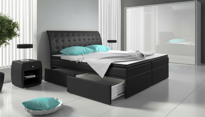 Boxspringbett Better Bett Polster Kënschtlederen Designer Hotel Duebele Luxus Design