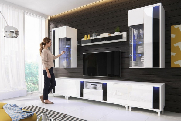 Héichglanz Wunnwand Schiefwand Deko Wunnzëmmer Schaf Vitrinn Sideboard