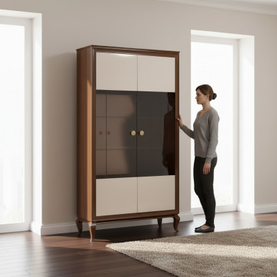 Luxus Vitrine Wunnzëmmer Miwwelen Schaf Glas Vitrinen Designer Schief Kommode