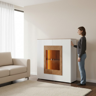 Vitrinn Glas Schaf Wohnzimmer Schaf 1dier. Vitrinnen Héichschaf Anrichte