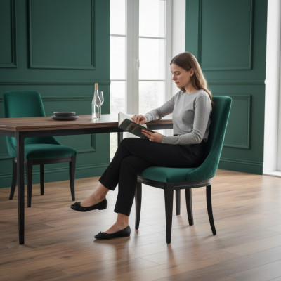 Designer Luxus Klassesch Iesszëmmer Stull Still Sëtz Modern Massiv Holz Fotell