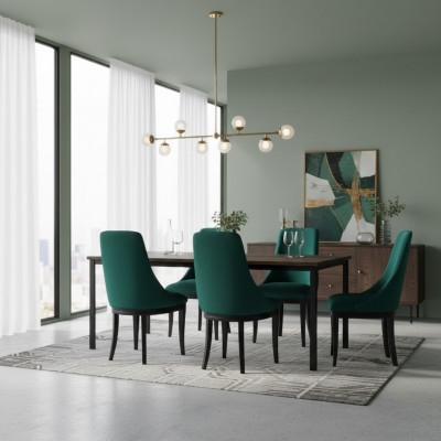 Set vun 6x Luxus Klassesch Iesszëmmer Stull Still Sëtz Modern Massiv Holz