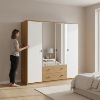 Kleederplaz Schlofzëmmer Holz Schaf Antek Stil Schief Italienesch Miwwelen