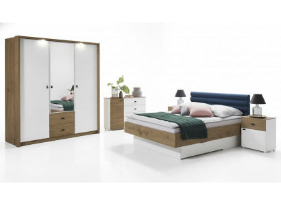 Designer Polsterbett Bett Betten Stoff Holz Luxus Duebelbett Eebett 180x200cm