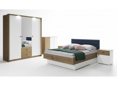 Schlofzëmmer Set Bett 2 Nuetsdëscher Klassesch Betteram Design Miwwelen 3 Deeler