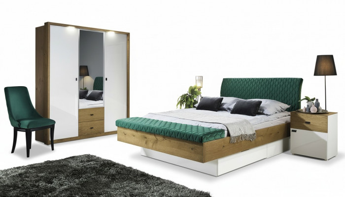 Set Designer Polsterbett Bett Better Stoff Ehebett Designerbett Nuetsdësch 2 Stéck.