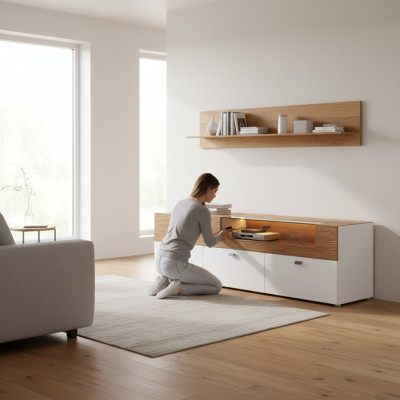 Sideboard TV Lowboard RTV XXL Schaf Cabinet Dësch Wunnzëmmer Holz Klassesch Barock