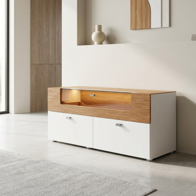 Sideboard TV Lowboard RTV xxl Schaf Dësch Moderne Wunnzëmmer Holz 125x55cm