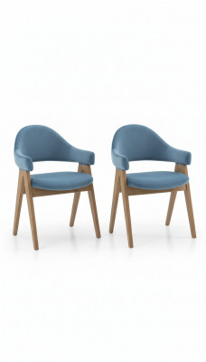 Set vun 2 Stillegg Luxus Design Gepolsterte Massivholzstiller Sëtz Büro Office Iesszëmmer.