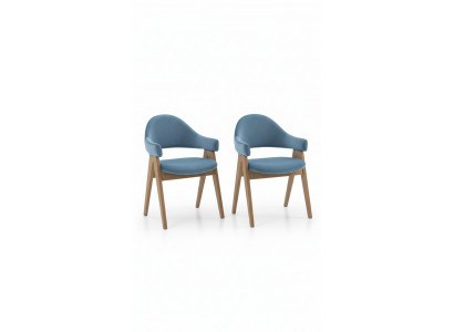 Set vun 2 Stillegg Luxus Design Gepolsterte Massivholzstiller Sëtz Büro Office Iesszëmmer.