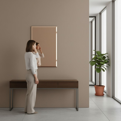 Klassesche Wandspigel Holzrahmen Spigel Miwwelen Nei 90x60cm Glas Kader Mauer