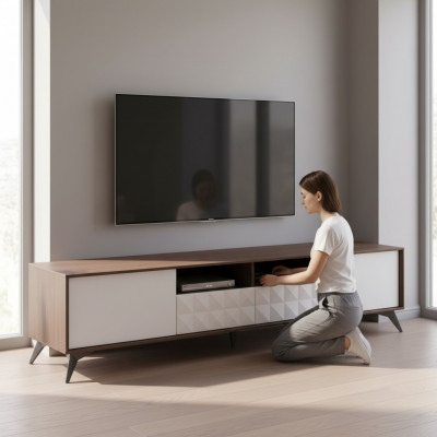 RTV Säitendësch Fernsehwand Héichglanz Niddregschaf Ënnerschaf TV Led Fernsehschaf