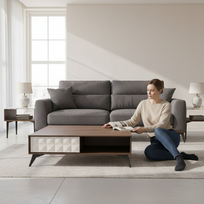 Couchtisch Bäistelltisch Wunnzëmmer Design Couchtisch Lieder Sofa Dëscher nei Holz