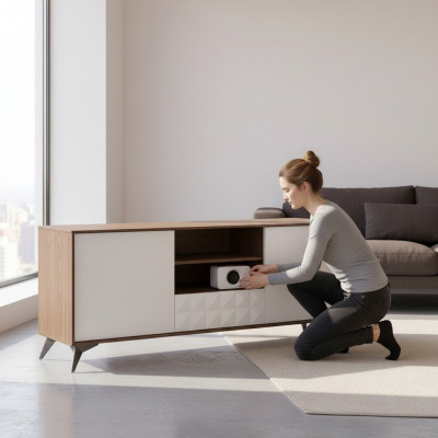 RTV Design-Säitendësch Fernsehswand Niddreg Dësch Luxus nei Regaler Nei Kommode Schaf