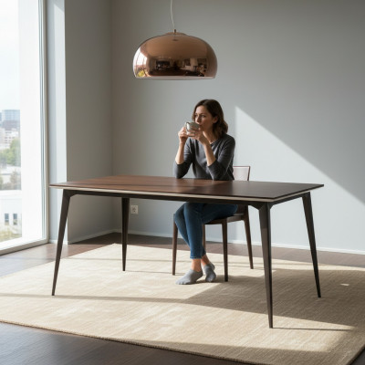 Klasseschen Designer Iessdësch Holz Dësch Dësch Iesszëmmer Wunnzëmmer Modern