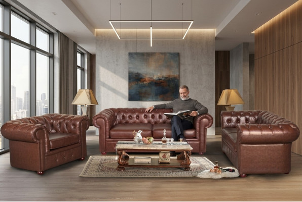 Chesterfield Canapé Sofa 2+1 Sëtzer Lieder Canapé Sëtz Garnitur Sofa Garnituren 2+1