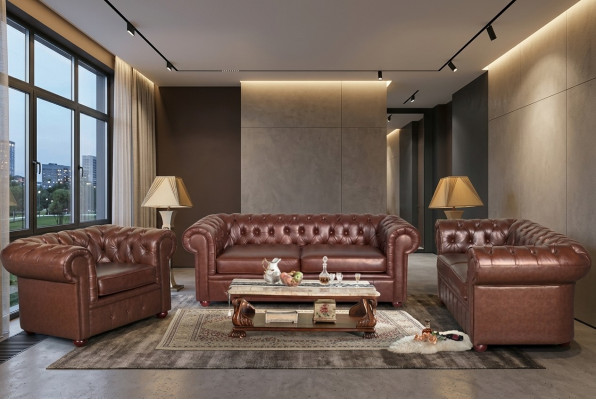 Chesterfield Canapé Sofa 2+1 Sëtzer Lieder Canapé Sëtz Garnitur Sofa Garnituren 2+1