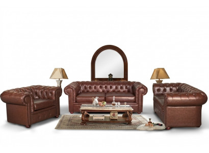 Chesterfield Canapé Sofa 2+1 Sëtzer Lieder Canapé Sëtz Garnitur Sofa Garnituren 2+1
