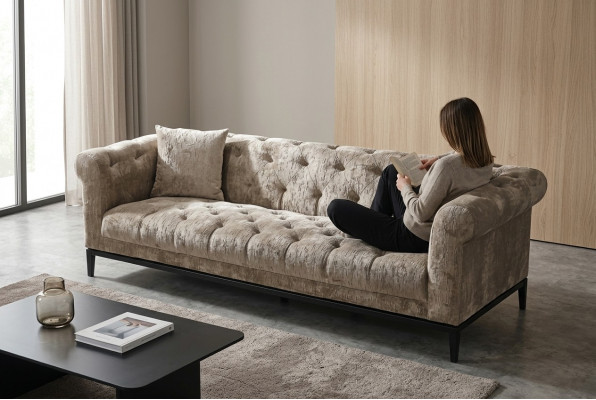 Edel Luxus Chesterfield Sofa Couch Polster Stoff Lieder Couchen Polsteren