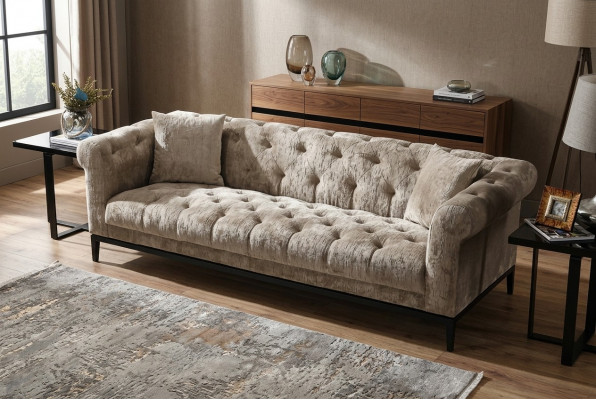 Edel Luxus Chesterfield Sofa Couch Polster Stoff Lieder Couchen Polsteren
