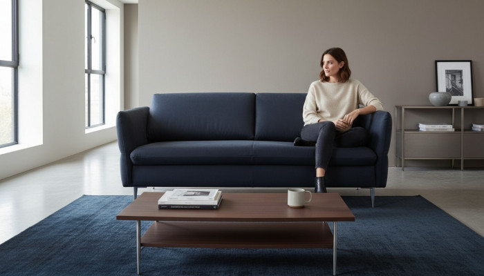 dräisëtzer 3-Sëtzer Sofa Wunnlandschaft Garnitur Stoft Polster Couch Design nei