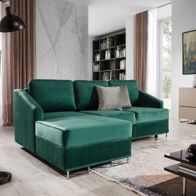 Luxus Ecksofa Couch - Smaragdgréng Sofa Polster Eckgarnitur Schlofffunktion nei