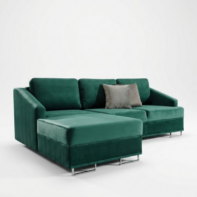 Luxus Ecksofa Couch - Smaragdgréng Sofa Polster Eckgarnitur Schlofffunktion nei
