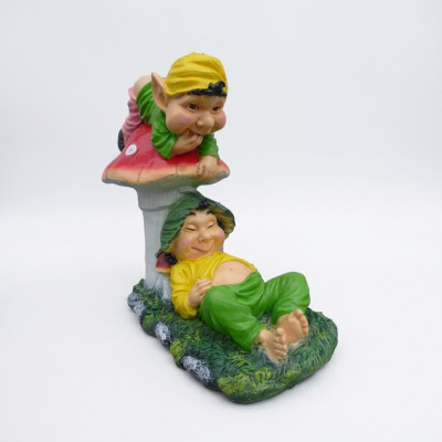 Aarbechtslos a liddereg Trollen fir an de Gaart 60cm Dekoratiounsskulptur Figur.
