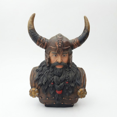 Bëscht Eines Krichser mat engem Helm 70cm Hoer Statu Wikinger Statuen Figuren