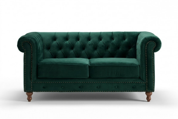 Brittesche Chesterfield Gréng Drësätzeger Sofa - Luxus Lieder Miwwelen