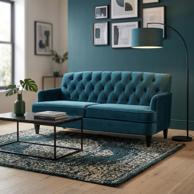 Türkis Royalsen Dräisëtzer Designer Luxus Wunnzëmmer Sofa 3-er Canapé