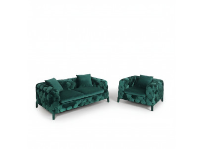Gréng Chesterfield 3+1 Sitzgarnitur Sofa Stoff Couchen Polster Garnitur