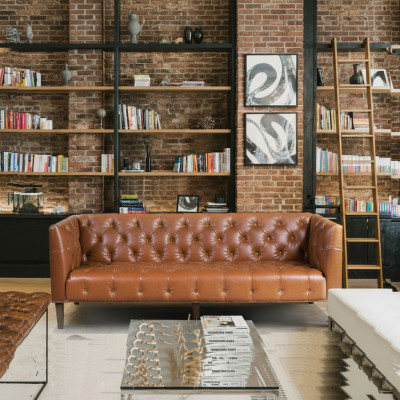 Häreclub Chesterfield Sofa Canapé Lieder Polsterings Drësëtz Braun