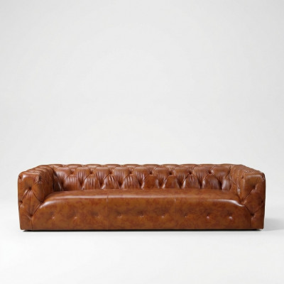 Ledersofa Kënschtlieder Couch Grouss - Sofa Luxus Wunnzëmmer Sëtz Pölster Véiersëtzer