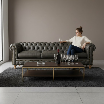 Design Lieder Canapé - Chesterfield Polster dräisëtzer 240 cm Nei